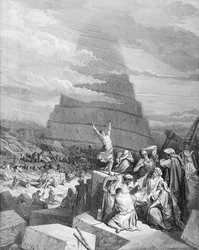 Die Verwirrung der Zungen, graviert von C. Maurino, ca. 1868